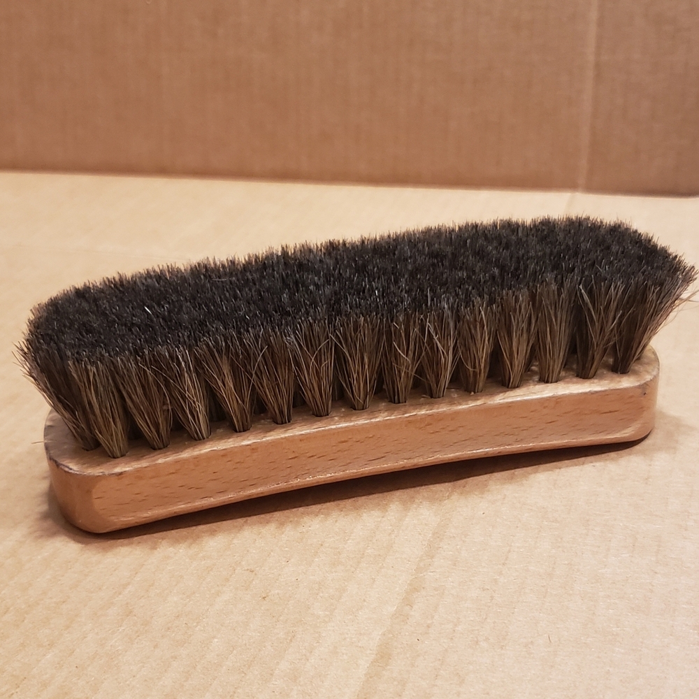 vintage KIWI Israel horsehair shoe shine polish brush wooden handle